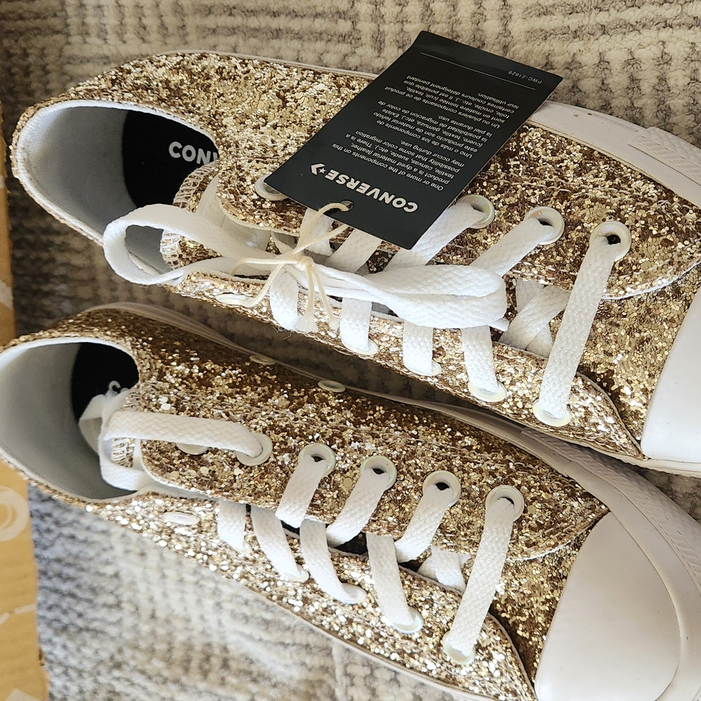 Converse Gold Glitter Sneakers